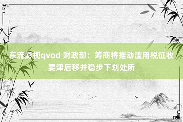东流影视qvod 财政部：筹商将推动滥用税征收要津后移并稳步下划处所