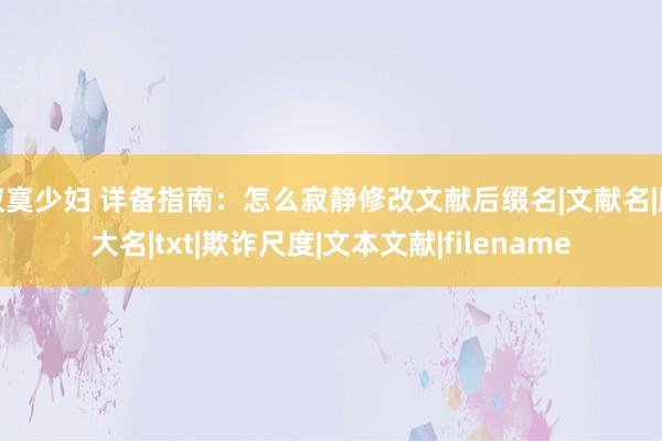 寂寞少妇 详备指南：怎么寂静修改文献后缀名|文献名|膨大名|txt|欺诈尺度|文本文献|filename
