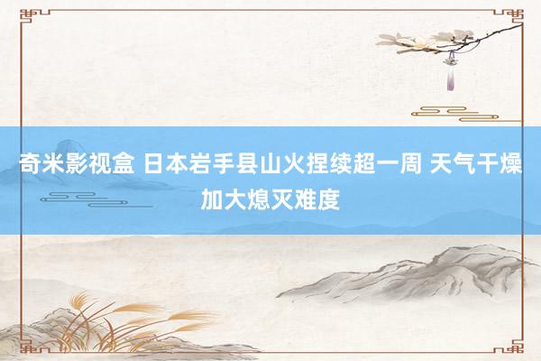 奇米影视盒 日本岩手县山火捏续超一周 天气干燥加大熄灭难度