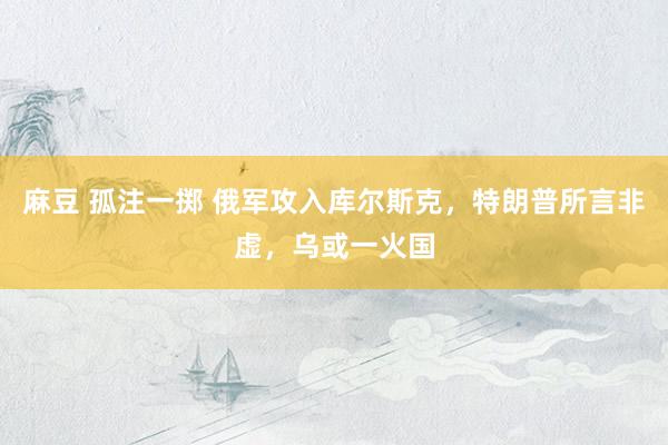 麻豆 孤注一掷 俄军攻入库尔斯克，特朗普所言非虚，乌或一火国