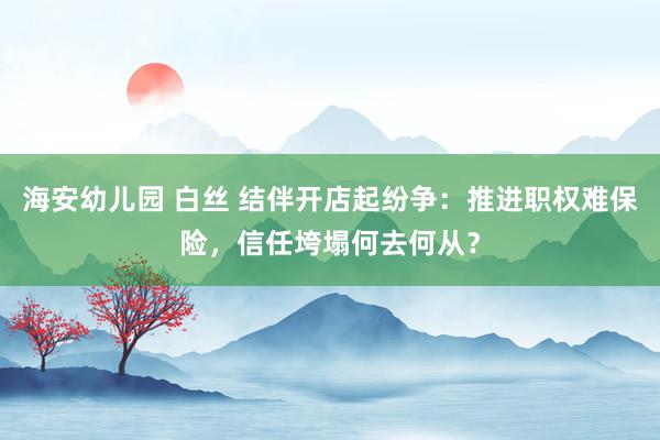 海安幼儿园 白丝 结伴开店起纷争：推进职权难保险，信任垮塌何去何从？