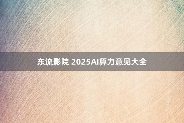 东流影院 2025AI算力意见大全