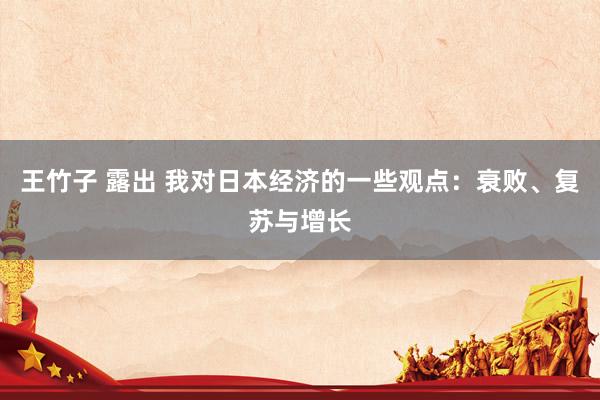 王竹子 露出 我对日本经济的一些观点：衰败、复苏与增长